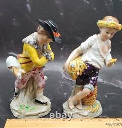 VTG Sitzendorf Rare Set of 2 Porcelain Figurines mark 1900s Made in Germany