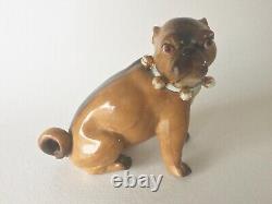 Victorian Conta & Boehme Porcelain PUG Dog with Bells Figurine Antique Germany