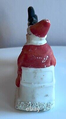 Victorian German Bisque Santa and Reindeer Snow Baby Miniature Figurine Antique