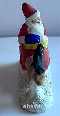 Victorian German Bisque Santa and Reindeer Snow Baby Miniature Figurine Antique