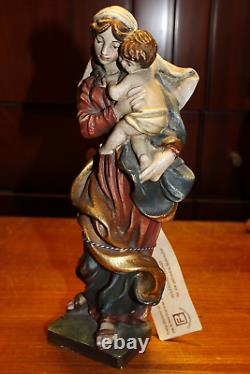 Vintage 10 Hand Carved Wooden Our Lady Mary Madonna Jesus Statue Figurine