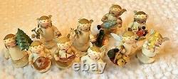 Vintage 10 Wooden Angels-mini Marguerite By Wendt & Kuhn Germany-Erzgebirge