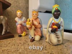 Vintage 12 Piece Goebel Hummel Nativity Porcelain Figurines Germany With manger