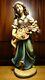 Vintage 12 Wooden Hand Carved Dancing Girl Woman Bouquet Of Flowers Figurine