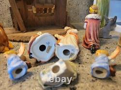 Vintage 14 Piece Goebel Hummel Nativity Porcelain Figurines Germany With manger