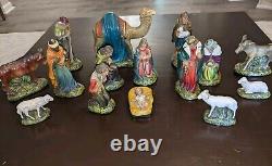 Vintage 15 Piece Nativity Set Figurines. Chalkware, Germany Brit Zone