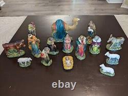 Vintage 15 Piece Nativity Set Figurines. Chalkware, Germany Brit Zone