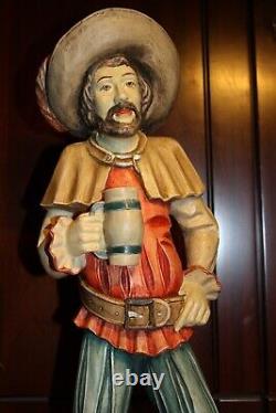 Vintage 19 Wood Carved Medieval Beer Drinking Sailor Pirate Black Forest Statue