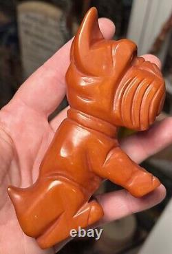 Vintage 1930's Butterscotch Bakelite Catalin Scotty Dog Figurine Tested 137g