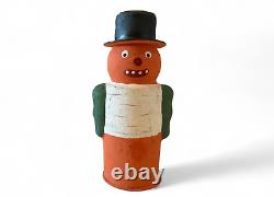 Vintage 1930s German Papier Mâché Pumpkin Man Candy Container Figurine