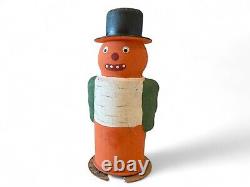 Vintage 1930s German Papier Mâché Pumpkin Man Candy Container Figurine