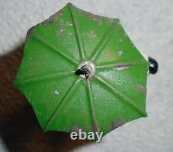 Vintage 1930s Lead Dog Figurine Two Dogs Under Green Umbrella Made In Germany