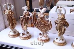 Vintage 1945 Volkstedt German Porcelain Figurine Nymph Dancer in Gold Dress 1