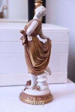 Vintage 1945 Volkstedt German Porcelain Figurine Nymph Dancer in Gold Dress 1