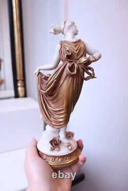 Vintage 1945 Volkstedt German Porcelain Figurine Nymph Dancer in Gold Dress 1