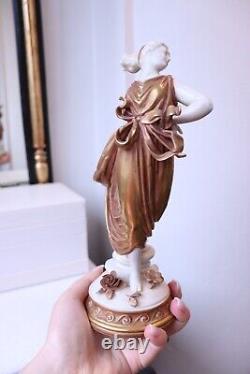 Vintage 1945 Volkstedt German Porcelain Figurine Nymph Dancer in Gold Dress 1