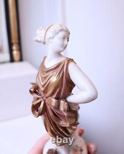 Vintage 1945 Volkstedt German Porcelain Figurine Nymph Dancer in Gold Dress 1