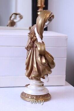 Vintage 1945 Volkstedt German Porcelain Figurine Nymph Dancer in Gold Dress 4