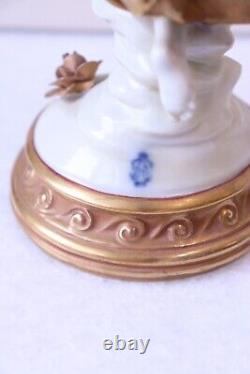 Vintage 1945 Volkstedt German Porcelain Figurine Nymph Dancer in Gold Dress 5