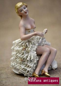 Vintage 1960s Germany Rare Original Lace Porcelain Figurine Grafenthal 17 cm