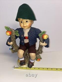 Vintage 2 Large 13 Inch M. J. Hummel Apple Tree Figurines 1 Boy And 1 Girl