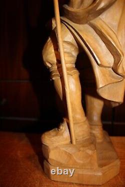 Vintage 20 Wood Hand Carved Medieval Night Guard Watchman Pirate Lamp Statue