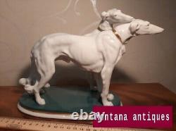 Vintage 20th Germany Original Greyhound Dogs Porcelain Figurine Karl ENS marked