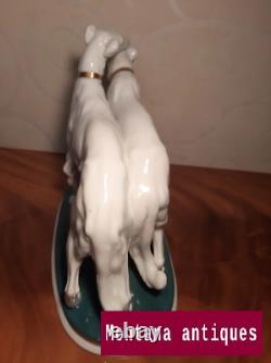 Vintage 20th Germany Original Greyhound Dogs Porcelain Figurine Karl ENS marked