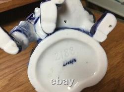 Vintage 2pc Matching Pair Germany Delft Cobalt Blue Dutch Boy & Girl W Baskets