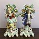 Vintage 6.5 Pair Of Sitzendorf Man & Woman Tree And Flowers Porcelain