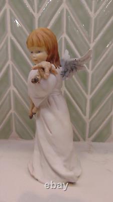 Vintage 8 KAISER W. GERMANY ANGEL & LAMB 722 HAND-PAINTED BISQUE FIGURINE-Rare