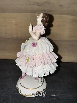 Vintage Aelteste Volkstedt Dresden Lace Ballerina Figurine German