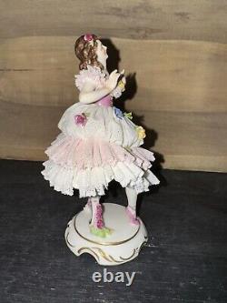 Vintage Aelteste Volkstedt Dresden Lace Ballerina Figurine German