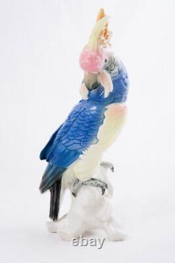 Vintage Antique 1930s Porcelain figurine KARL ENS Blue Cockatoo Marked 27 cm