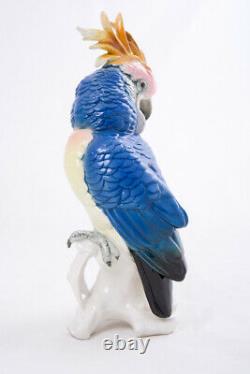 Vintage Antique 1930s Porcelain figurine KARL ENS Blue Cockatoo Marked 27 cm