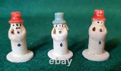 Vintage Antique Composite Mini Snowman Christmas Decorations Germany RARE