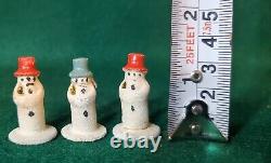 Vintage Antique Composite Mini Snowman Christmas Decorations Germany RARE