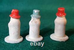 Vintage Antique Composite Mini Snowman Christmas Decorations Germany RARE