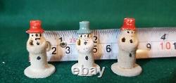 Vintage Antique Composite Mini Snowman Christmas Decorations Germany RARE