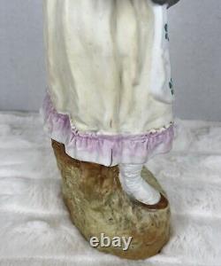 Vintage Antique German Bisque Porcelain Figurine Girl / Woman with Kitty Cat