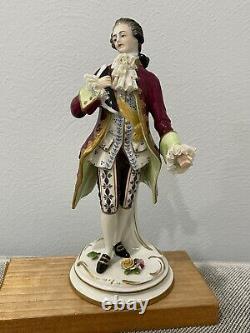 Vintage Antique German Volkstedt Porcelain Figurine of Man in Coat / Jacket