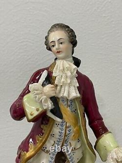 Vintage Antique German Volkstedt Porcelain Figurine of Man in Coat / Jacket
