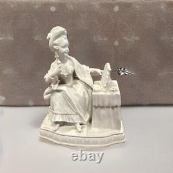 Vintage Antique ISCO Bisque Porcelain Germany Victorian Lady At Dresser Figurine