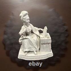 Vintage Antique ISCO Bisque Porcelain Germany Victorian Lady At Dresser Figurine