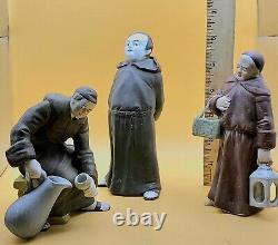 Vintage Bisque Porcelain Monks Germany Set of 3