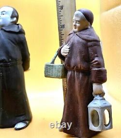 Vintage Bisque Porcelain Monks Germany Set of 3