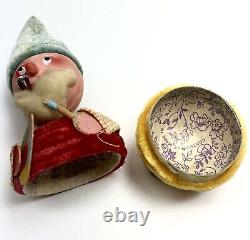 Vintage Candy Container Nodder Bobble Head Santa Elf Toy Painter W. Germany