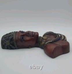 Vintage Ceramic Germany Achatit Handarbeit African Man Wall Plaque