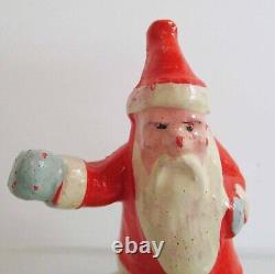 Vintage Christmas Germany Composition Hand Painted Santa Figure on Disc 1930s