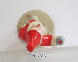 Vintage Christmas Germany Composition Hand Painted Santa Figure on Disc 1930s